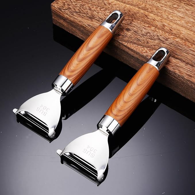 Vegetable Peeler - Stainless Steel Y-shaped peeler Non-Slip Wood Grain Handle - Efficient for Potatoes, Apples & Fruits - Durable Kitchen Tool
