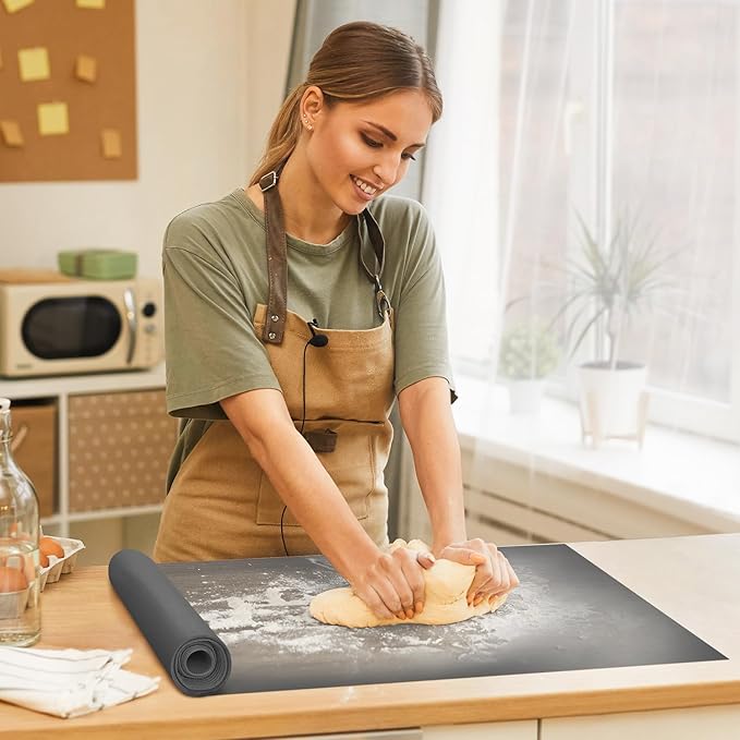 Silicone Baking Mat Roll -Reusable & Best German Silicone Mat Roll-Heat Resistant Freeze Dryer Mat Non Stick Pastry Mat Dough Rolling Mat, Non Slip Countertop Protector Mat, Cut to Size Silicone Mat