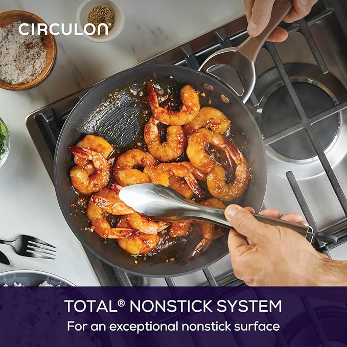 Circulon Symmetry Dishwasher Safe Hard Anodized Nonstick Cookware Pots and Pans Set, 11-Piece, Chocolate