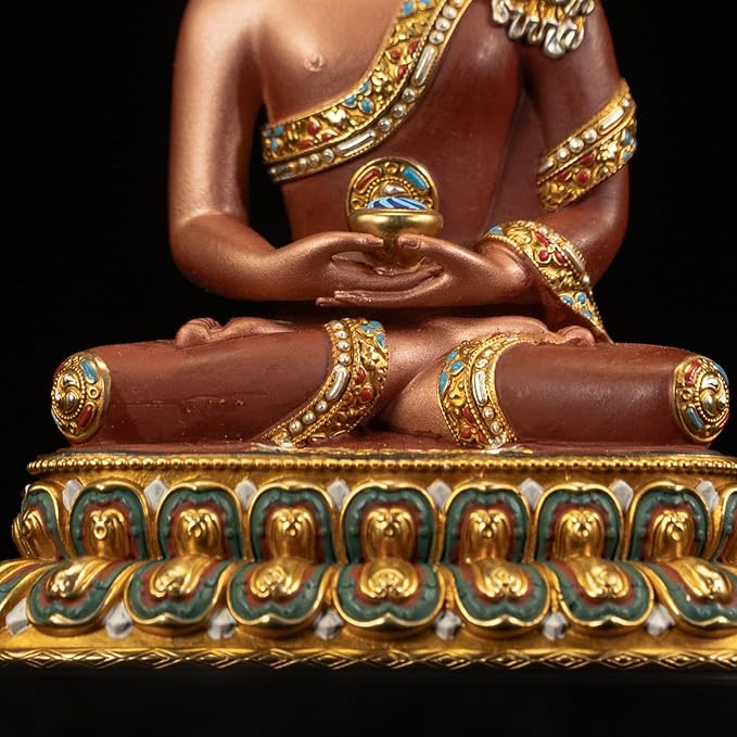 Buddha Statue Indoor, Handmade Tibetan Buddhism Copper Decoration, Hand-Painted Buddhist Budda, Hinduism Nepalese Craft Meditation(5.51", Amitabha)