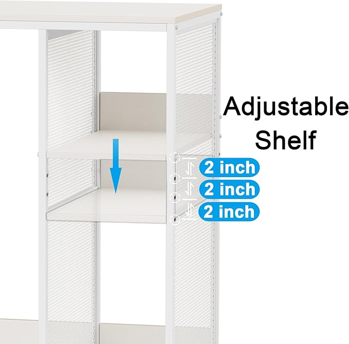 3-Tier Coffee Bar Cabinet with Mini Fridge Space, Simple Style Microwave Stand Bakers Rack, Utility Compact Refrigerator Storage Organizer for Home Kitchen Dorm, White