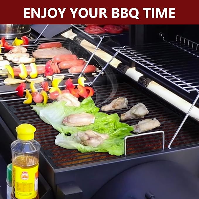 Grill Grates for Char Griller Replacement Parts Cast Iron Chargriller Cooking Grate 2121 2123 2222 2828 3001 3030 3725 4000 5050 5252 5650 9020 Charcoal Smoker Rack BBQ 19 3/4" x 20 1/4"