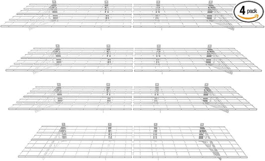 FLEXIMOUNTS 4-Pack 24-inch-by-72-inch Wall Shelf Garage Storage Rack Wall Mounted Floating Shelves 2x6 ft,White