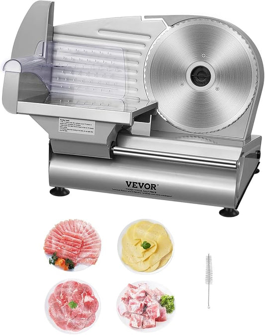 VEVOR Meat Slicer, 180W Electric Deli Food Slicer, 7.5 inch Meat Cutter with a Premium SUS420 Blade, 0-0.6 inch Adjustable Thickness, Food Slicer for Frozen, Hard Bread and Cheese, Home Use