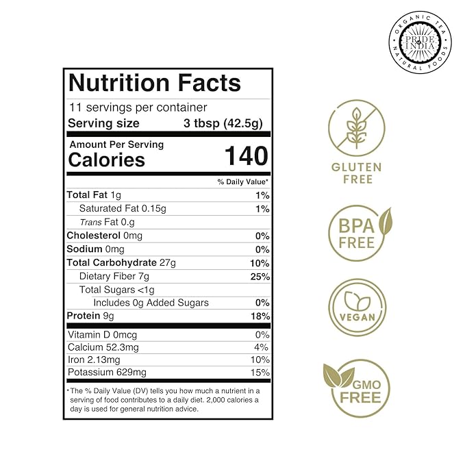 Pride of India- Garbanzo Bean Flour 1 lbs (454 gm) Earthy Nutty Slightly Sweet Taste Freshly Milled in Small Batches | Used for Baking Cooking Coating Thickening |Vegan, Gluten-Free