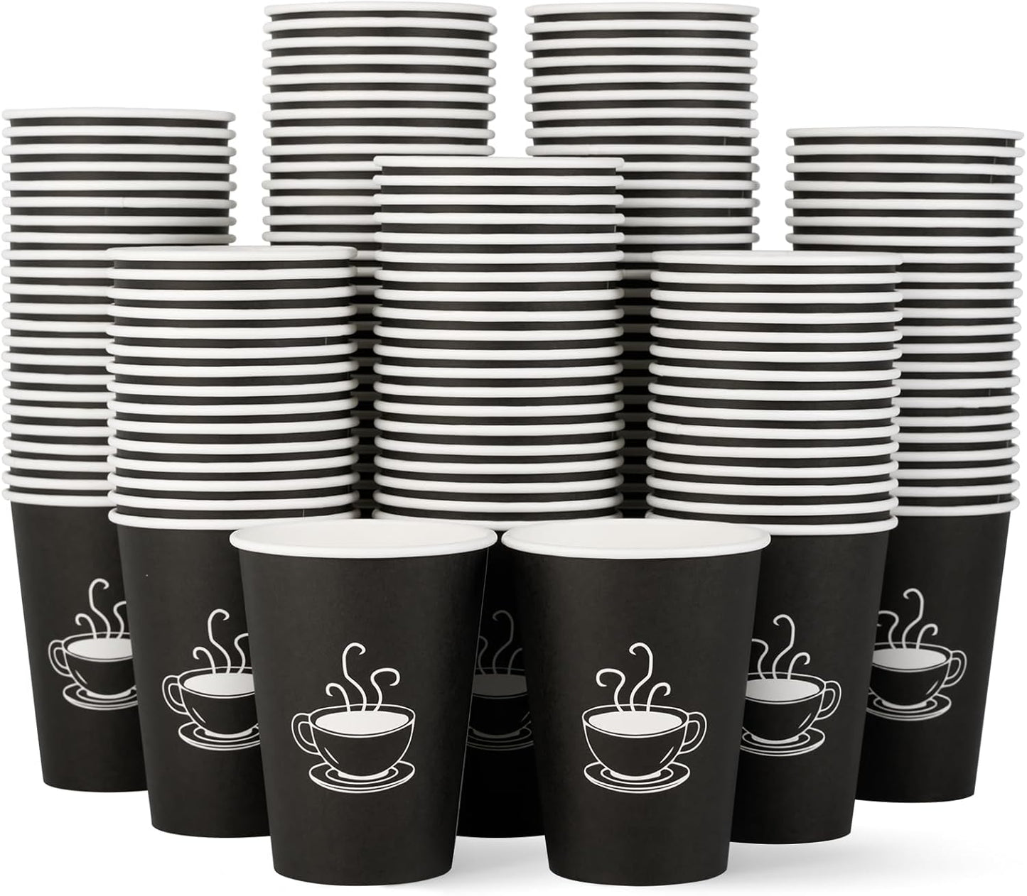 12 oz 210 Pack Paper Coffee Cups, Disposable Black Paper Cups for Hot Drinking, Water, Tea, Used for Cafes, Offices, and Events