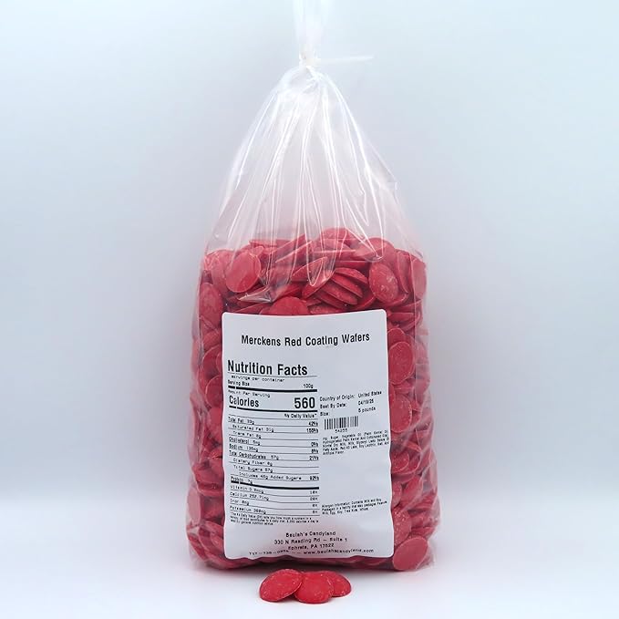 MERCKENS Coating Wafers, Red Melting Chocolate, 5 Pound Package