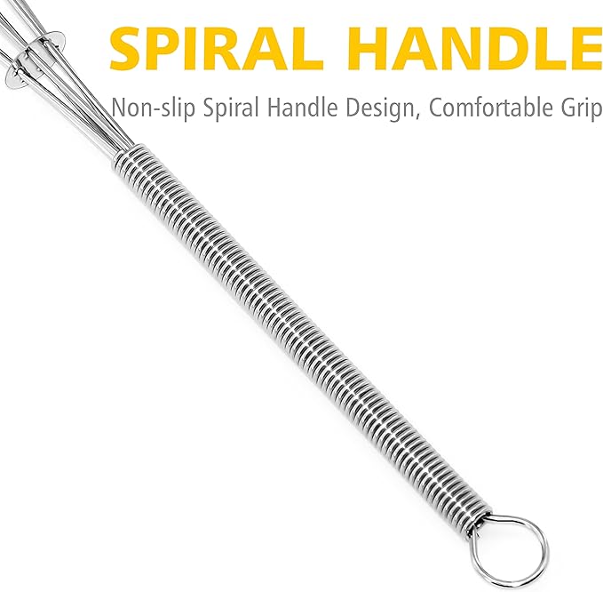 Anaeat Mini Wire Whisks, Set of 4 Portable Stainless Steel Kitchen Tiny Whisk & Egg Beater with Thick Wire - Sturdy Small Mixing Balloon for Cooking, Blending, Whiping, Beating and Stirring (5" + 7")