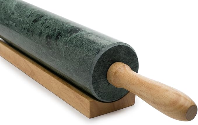 Fox Run Marble Rolling Pin and Base, Green 2.5 x 18 x 3 inches