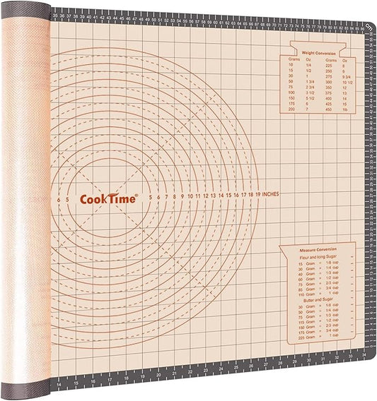 Silicone Pastry Mat 36 x 24 Inch - Larger Silicone Baking Pastry Mat for Rolling Dough,Non Slip Silicon Dough Sheet with Measurement,Perfect for Making Pie,Pizza(Gray)