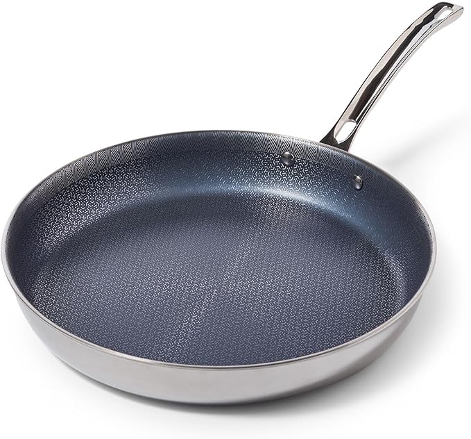 Viking 3-Ply Non Stick Frying Pan, 12 Inch Hybrid Plus Stainless Steel Kitchen Cookware, Silver