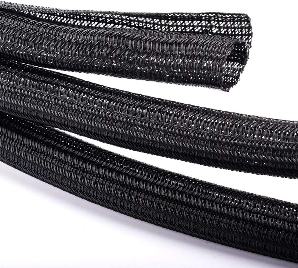 ZhiYo 20ft - 4/5 inch Cable Sleeve, Cord Wrap Wire Protector Tubing for Pets, PC Cable Wrap, Computer Cable Management Sleeve - Black