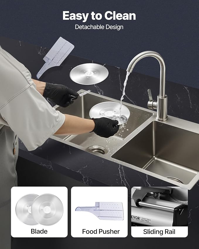 VEVOR Meat Slicer, 8.7 inch Electric Deli Food Slicer with Two Premium SUS420 Blades, 0-0.6 inch Adjustable Thickness, 180W Food Slicer Machine for Meat, Hard Bread and Cheese, Home Use