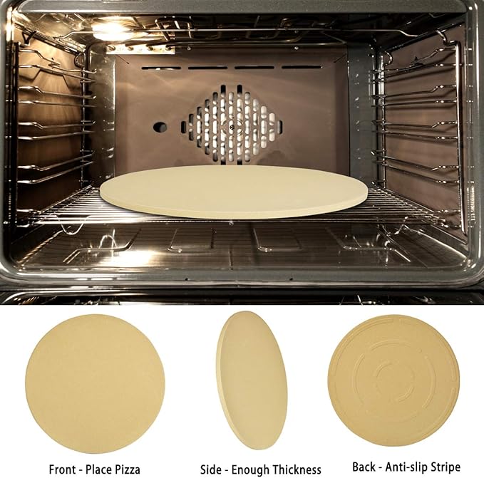 Onlyfire Heavy Duty Ceramic Pizza Grilling Stone, 15" Round Baking Stone for Best Crispy Crust Pizza, Perfect for Oven, BBQ and Grill, Thermal Shock Resistant