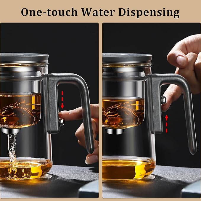 Enchanti Tea Pot - 600ml/20.3oz Witchcraft Magic Glass Teapot, Magnetic Water Separation Design, Borosilicate Infuser Pot with Strainer for Loose Leaf & Herbal Teas, Ideal for Tea Maker