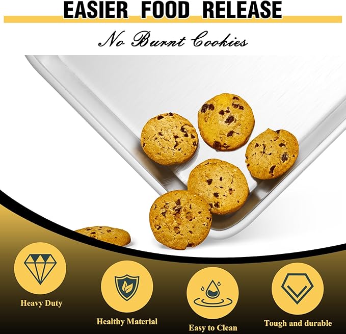 Baking Sheet Pan Set of 3, Commercial Quality Aluminum Cookie Sheets for Oven, Umite Chef Warp Resistant Baker's Half/Quarter/Jelly Roll Pans, Thick Cookie Tray Pans for Baking, Roasting
