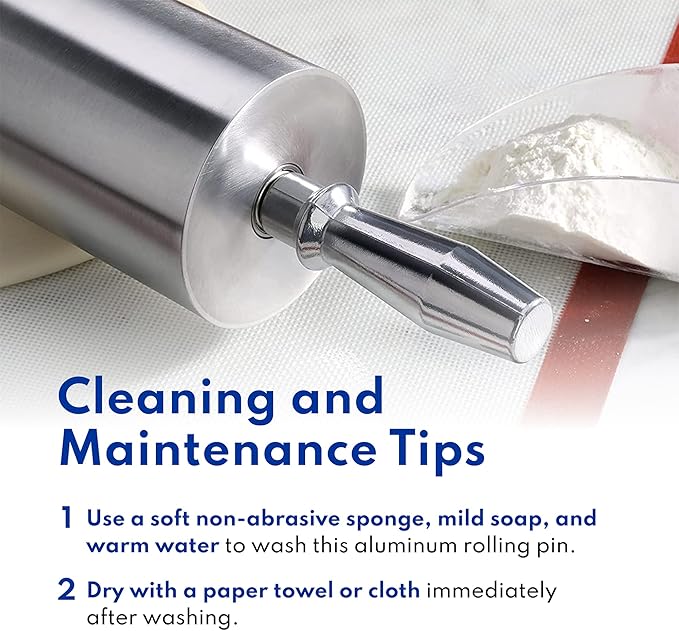 New Star Foodservice 37500 Extra Heavy Duty Restaurant Aluminum Rolling Pin, 13", Silver