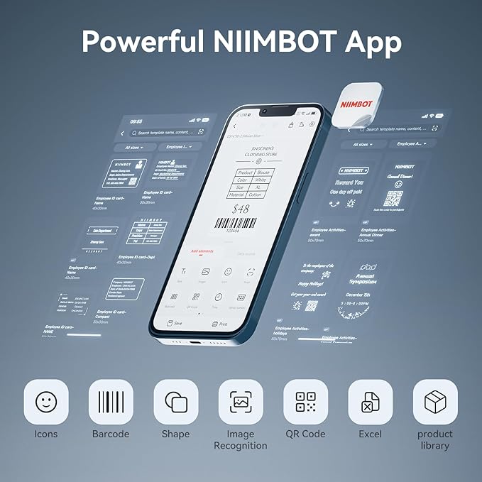NIIMBOT K3 Label Printer, 3 Inch Desktop Label Maker with High-Speed, Bluetooth and USB Connection, Support Smartphone & PC, Thermal Label Maker for Small Business and Home Office