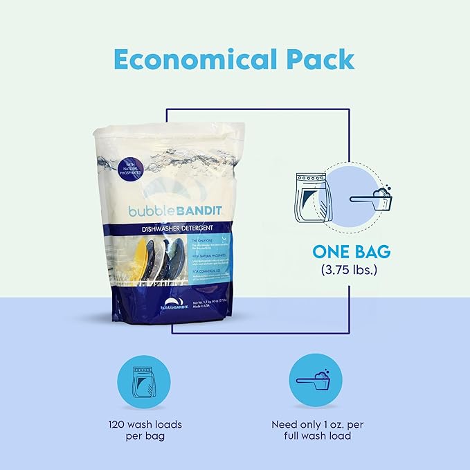 Dishwasher Powder Detergent with Phosphate. The Best Dishwasher Detergent for Spotless Dishes in Hard Water! ALL-IN-ONE (Soak, Wash & Rinse). (Pack of 1)…