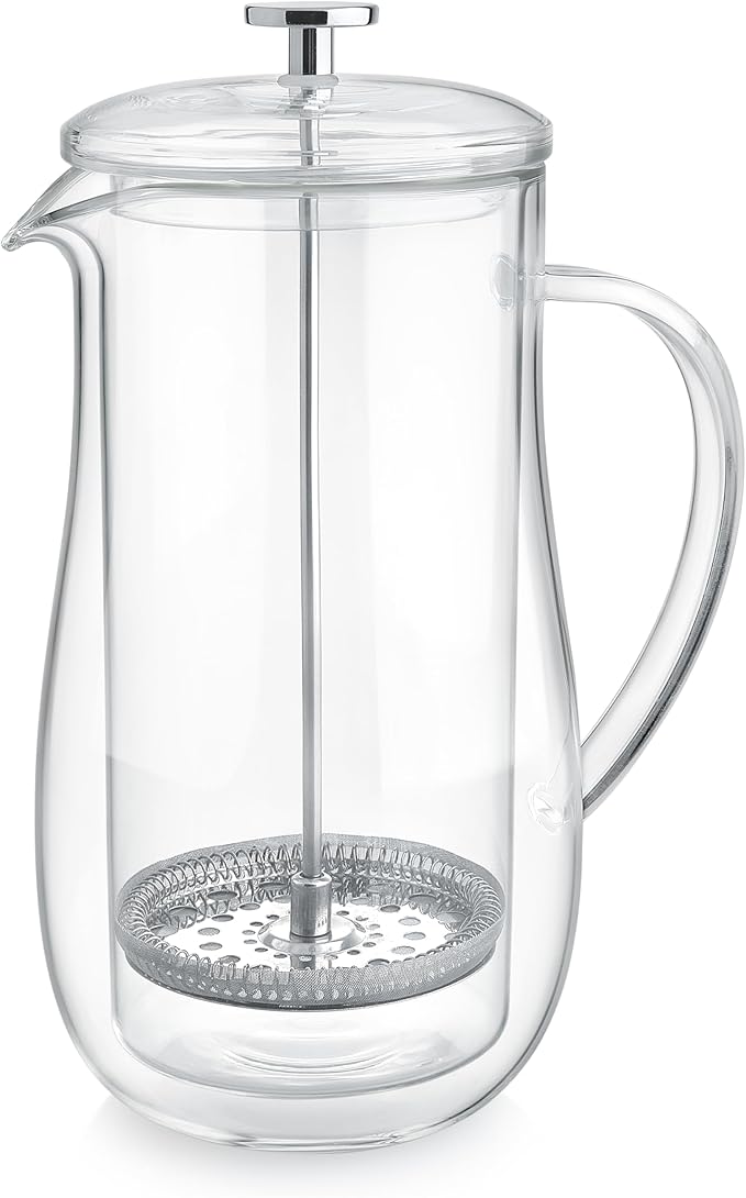 Teabloom Insulated Double-Walled Glass French Press – 100% Plastic-Free Tea & Coffee Press for Pure, Rich Flavor | 34 oz Precision Brewer | Connoisseur's Choice