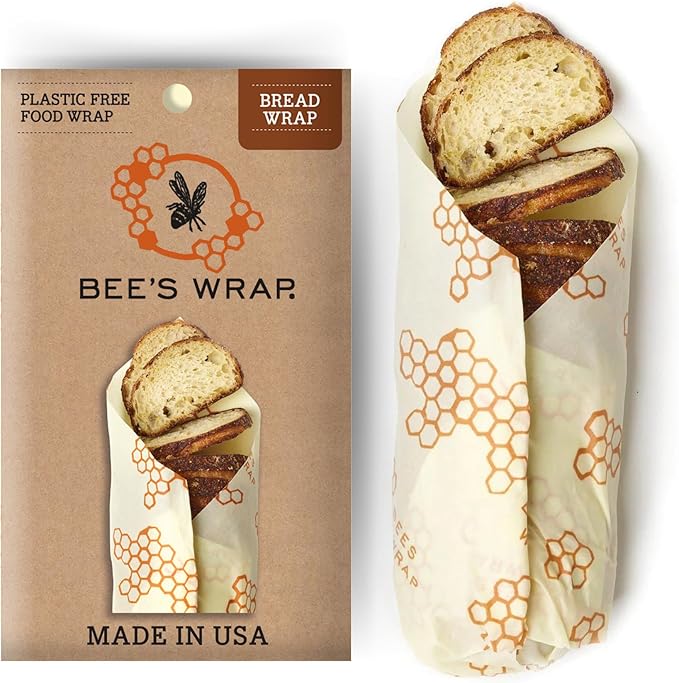 Bee's Wrap Beeswax Wraps for Food - Honeycomb Bread Wrap - Made in USA Reusable Bread Storage Bags - Organic & Eco-Friendly Alternative to Aluminum Foil, Sourdough Bags & Plastic Wrap