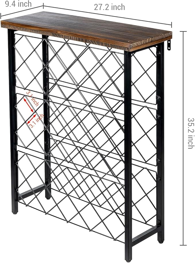 MyGift Wine Rack Freestanding Floor Stand, 9 Tier Wine Bottle Shelf - Holds up to 54 Bottles (with Wood)