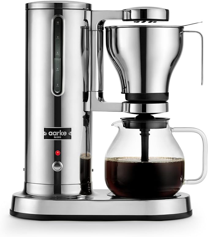 aarke Coffee Maker - Electric Drip Brewer with Automatic Drip-Stop, Stainless Steel Machine with 10 Cup Glass Carafe, Brews Full Pot in Under 6 Minutes