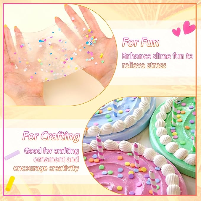 24-Grid Slime Mix Ins Non-edible Polymer Clay Slime Add Ins|Fake Sprinkles Kawaii Charms for Nail Art Design,Lip Gloss,Cellphone Decorations Assorted Sprinkle Decoration & Accessories for DIY Crafting