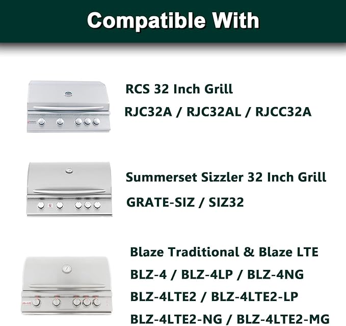 RJC008P RJC32A Grates Grill Replacement Parts for RCS Grill Parts 32’’ Premier RJC32AL Cooking Grid Blaze 4 Burner BLZ-4LTE2-NG BLZ-4LTE2-LP BLZ-4LTE2MG-LP BLZ-32-034 Summerset Sizzler Grill Grates