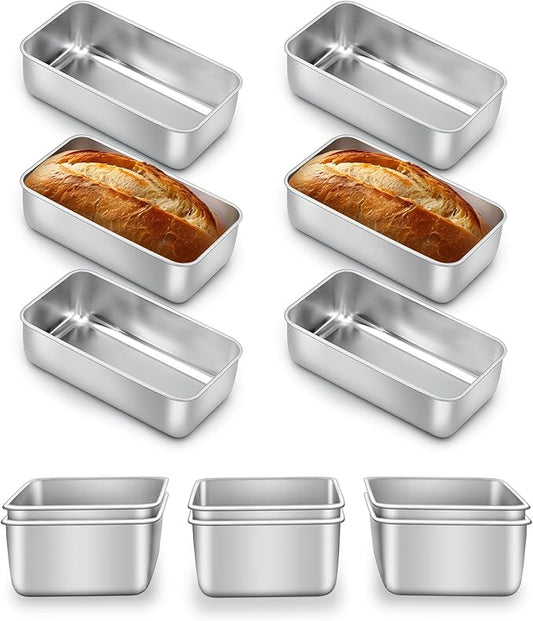 E-far Loaf Pans for Baking Bread 9x5, 12 Pack Stainless Steel Loaf Pan, Rectangle Metal Bakeware Mold for Homemade Banana Bread Meatloaf Brownies, Healthy & Non Toxic, Easy Release & Dishwasher Safe