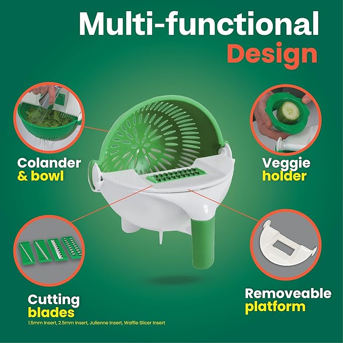 Prep Bowl – Ronnie Neville’s Original As Seen on TV Rinsing Bowl & Multi-Use Kitchen Tool to Shred, Slice, and Rinse, Vegetable & Salad Bowl