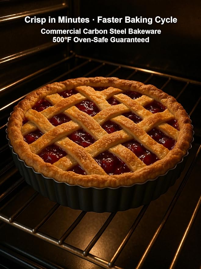 9.5*2.2 Inch Deep Tart Pan w/ Pie Cake Server. Removable Bottom, Non-Stick Coating, Rugged Carbon Steel for Tart Quiche Baking. Gift for Women Wife Christmas Thanksgiving Party Festival Family