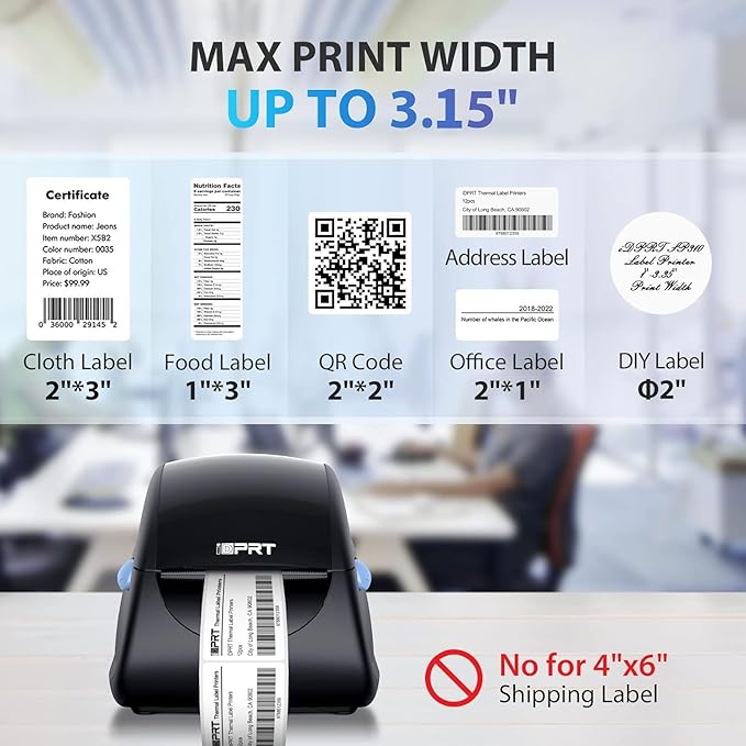 iDPRT Label Printer - SP310 Thermal Label Maker with Auto Label Detection, 1"-3.15" Print Width for Home, Office&Small Business, Suitable for Barcode, Address, Filling and Storing, Support Windows&Mac