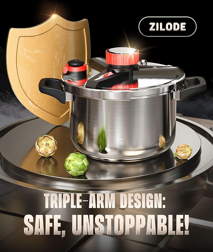 Pressure Cooker 13 QT, [Save 70% Cooking Time] Stainless Steel Pressure Canner with Triple-Layer Steel Body [One Hand Operation] Rotating Lock/Unlocking Lid System Steam Rack Included Olla De Presion