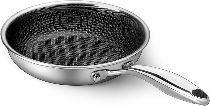 Stainless Steel Frying Pan 8 Inch Nonstick Honeycomb Coatings Skillet for Eggs & Omelettes-Non Toxic Healthy Kitchen Cooking Pan Compatible with All Cooktops