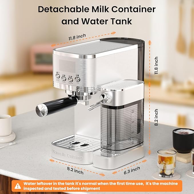 Espresso Machine 20 Bar Cappuccino Latte Machine with Automatic Milk Frother,Temperature Control LED Display StainlessSteel Dual Heat System Coffee Maker with ESE Pod Filter for Home