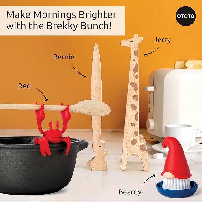 NEW OTOTO Jerry the Giraffe Toaster Tongs - Multipurpose Wooden Tongs for Cooking, Serving Food, Kitchen Gifts, Fun Gifts, Cute Kitchen Accessories, Fun Gadgets