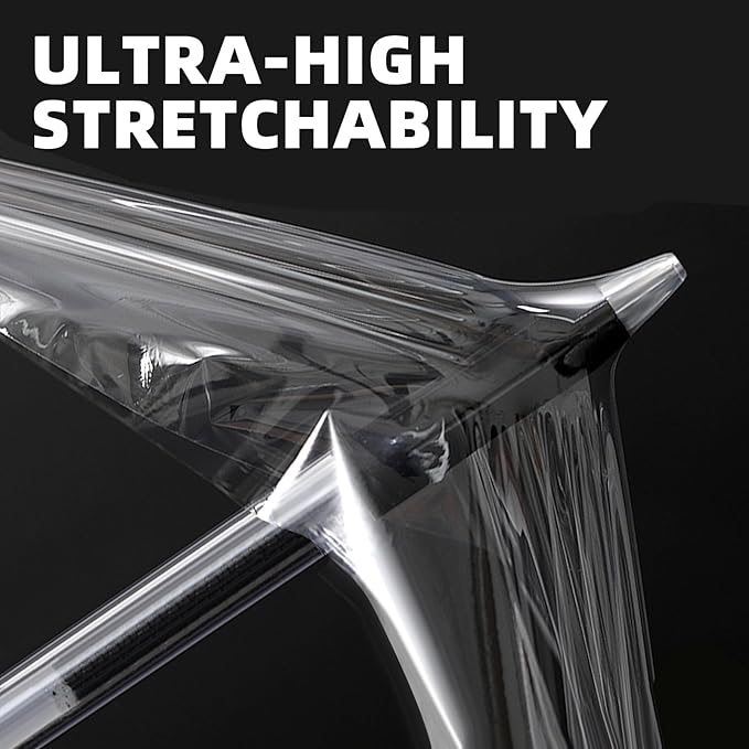 ROSEUP Clear Stretch Wrap Film 5" x 1000ft Roll with Handle, 80 Gauge Thick Cling Plastic Wrap for Moving, Pallet Wrap, Self Adhering Packaging Heavy Duty Shrink Film, 4 Pack