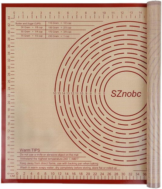 Non-slip Silicone Pastry Mat 28X20 inches Baking Mat with Measurement, Perfect for Dough, Pastry, Pie Crust, Fondant, Cookies, Bread, Pasta, Pizza, Food Grade Kitchen Counter Mats
