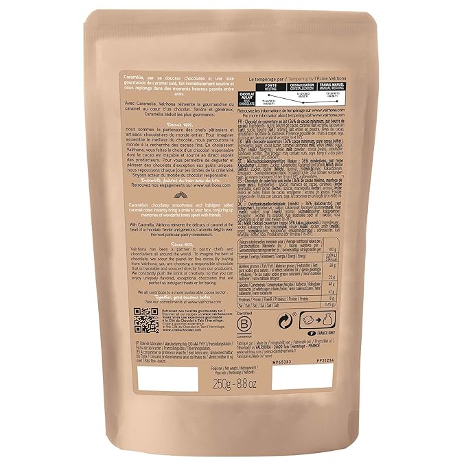 Valrhona Premium Baking Chocolate Discs (Feves), Creamy Milk JIVARA 40% w/Hints of Vanilla and Malt, and CARAMELIA 36% Cacao. Creamy, Caramel, Salted Butter Notes, For Cookies, Cakes, and more