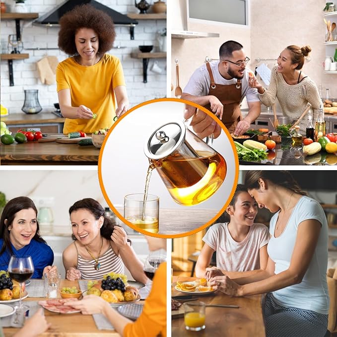 Glass Teapot (25oz/750ml) MJZQCD with Removable Stainless Steel Infuser,Glass Tea Pot transparent Stovetop tea Kettle,Blooming and Loose Leaf Tea Maker,Microwave & Dishwasher Safe