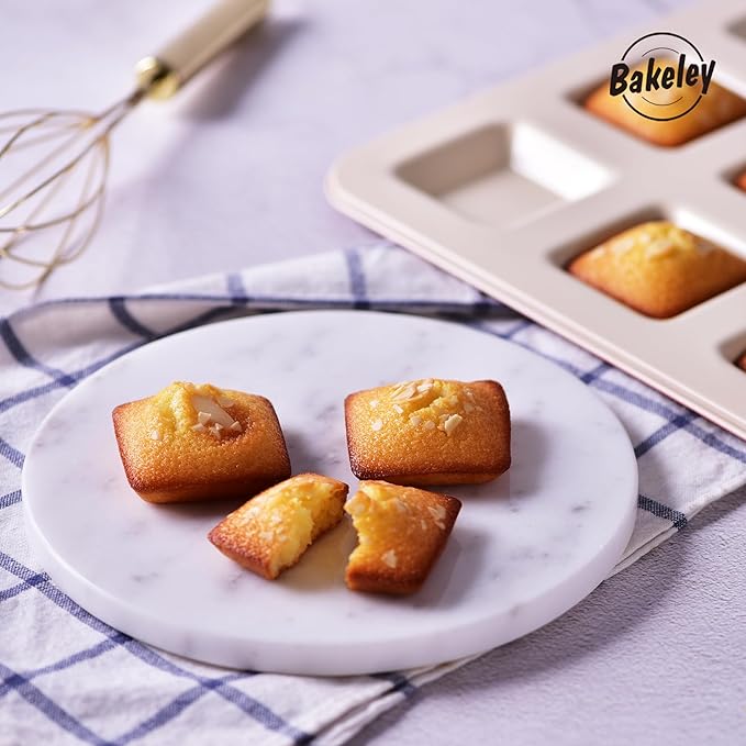 Financier Cake Pan, 9-Cavity Non-Stick Square Muffin Pan Biscuits Cookies Bakeware for Oven Baking (Champagne Gold)