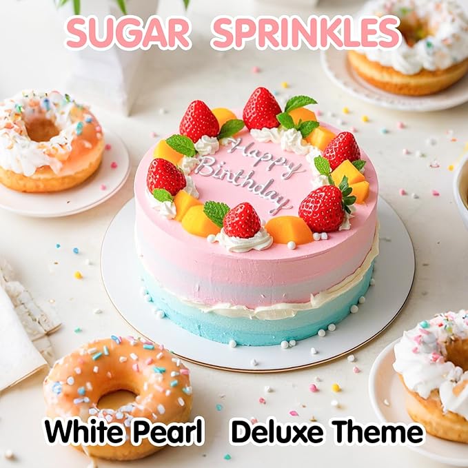 Edible White Pearl Sprinkles for Cake Decorating,Edible Pearl Sugar Mix Size 130g/4.58oz,Baking Candy Decorations,Cupcake Toppers,Cookie Donuts Ice Cream Dessert Decorating,Wedding Birthday Party Valentines Christmas Supplies