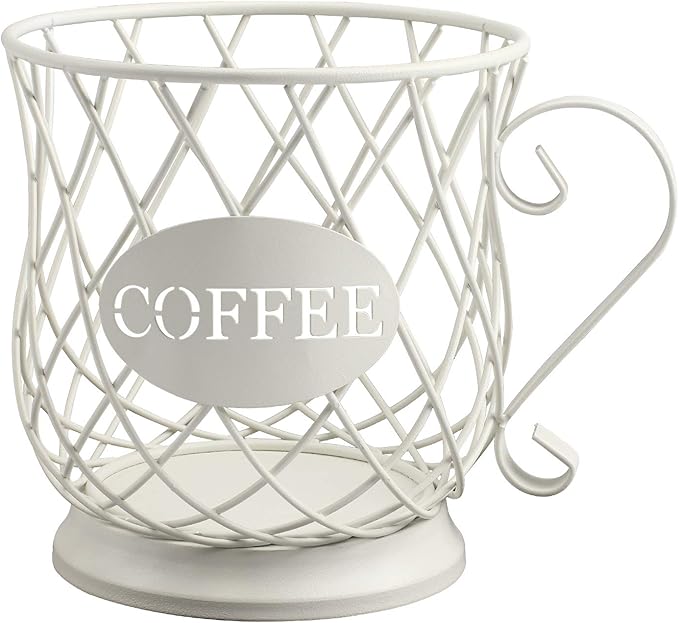 TreeLen Coffee Pod Capsule Storage Holder for 35 K Cups Capacity K Cup Holder K Cup Organizer for Counter Coffee Bar and Coffee Table - White