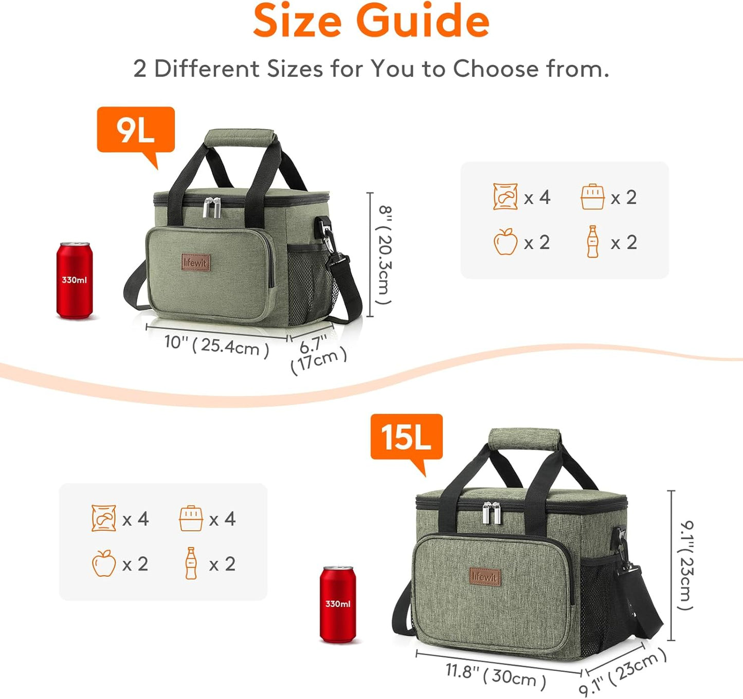 Lifewit Large Lunch Bag Insulated Lunch Box Soft Cooler Cooling Tote for Adult Men Women, Dark Green 24-Can (15L)
