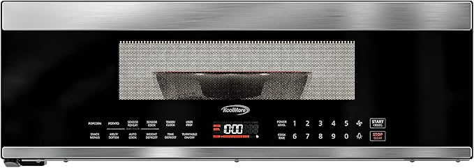 KoolMore KM-MLPOT-1SS 30 Inch Over-The-Range Low Profile Microwave, Built-in, 10 Levels, 13.5” Glass Turntable, 1000-Watt Power, Advanced Air Vent, and Heat Circulation, 30 in/1.2 Cu. Ft, Silver
