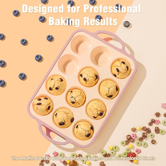 Silicone Muffin Pans for Baking 1 Pack, 2.6 Inch with Metal Reinforced Frame, Regular Size Nonstick Silicone Cupcake Pan for Baking Homemade Muffins, Cupcakes, Dishwasher Safe BPA Free-Yellow