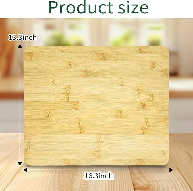 16.3" x 13.3" Bamboo Cutting Board, Toaster Oven Accessories With Heat-Resistant Non-Skid Silicone Feet for Ninja Foodi DT201 DT251 Smart Oven Countertop Convection Oven,100% Organic Bamboo