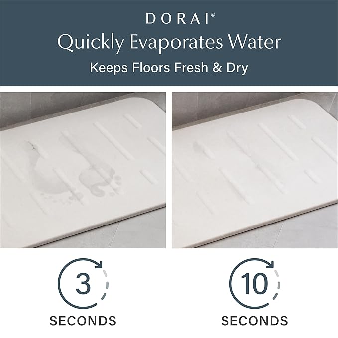 Dorai Home Bath Stone Mat 23.6"x15.4" – Luxury Diatomite Stone Mat, Quick-Dry, Non-Slip, Rain Sandstone
