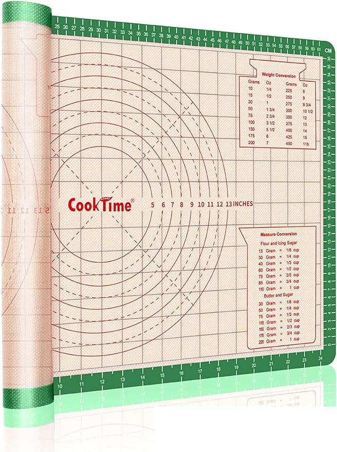 Pastry Baking Mat 28x20 Inch - Larger Silicone Baking Pastry Mat for Rolling Dough,Non Silp Silicon Dough Sheet Mat with Measurement,Perfect for Making Pie,Pizza(Green)